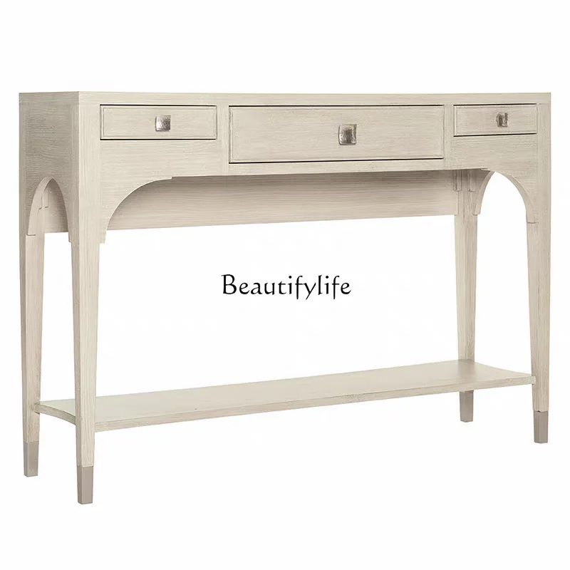 

*American light luxury solid wood porch European simple decorative cabinet corridor