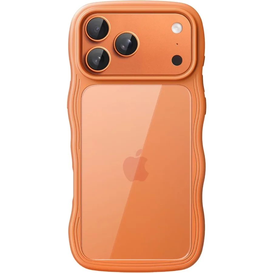 

Волнистый чехол для iPhone 17 Pro Max, 6,9 дюйма, милая волнистая рамка, вьющаяся форма, противоударный чехол для телефона, прозрачная жесткая задняя панель из ПК