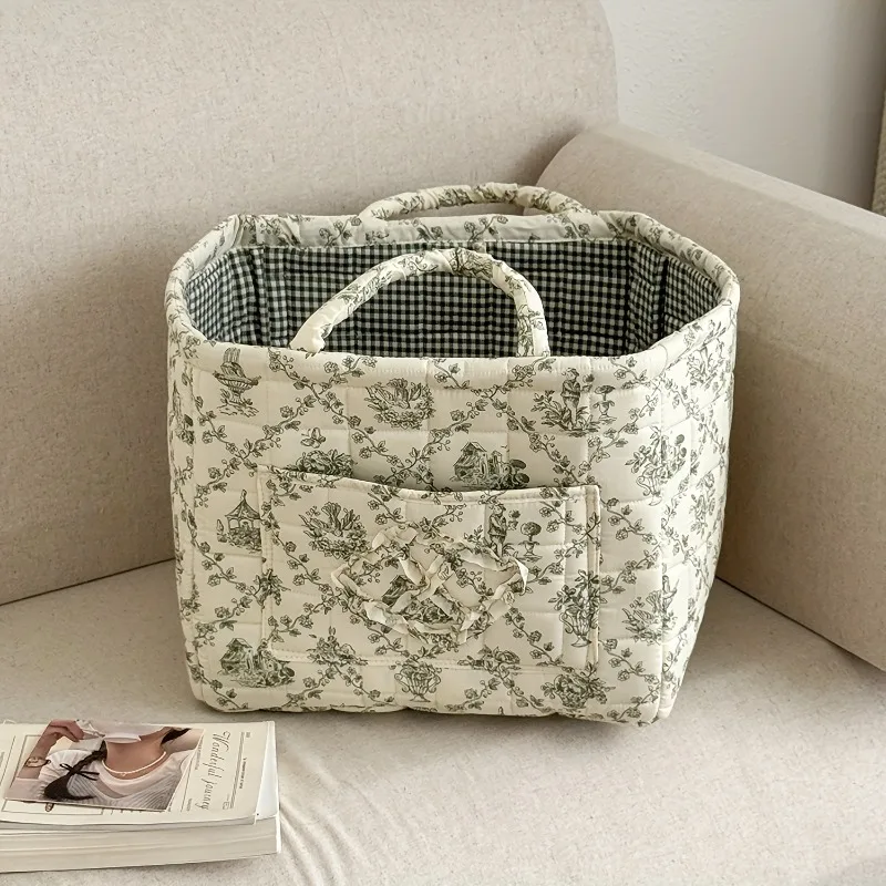 Large foldable woven rattan storage basket, thick and portable handle, 1.0mm tolerance
