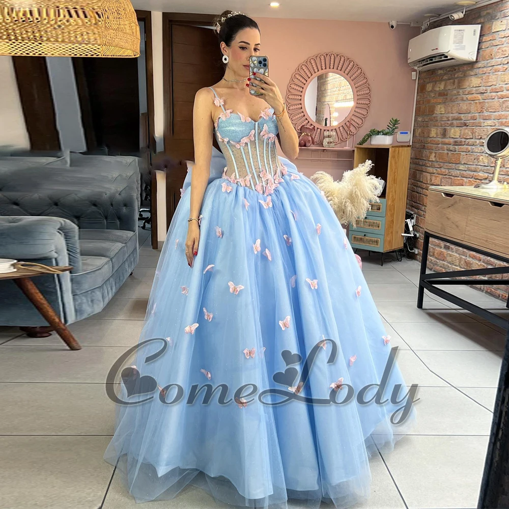 

Comelody Modern A-line Prom Dresses for Women Spaghetti Straps Pleat Sweetheart Lace Up Sweep Train Saudi Arabric Custom Made