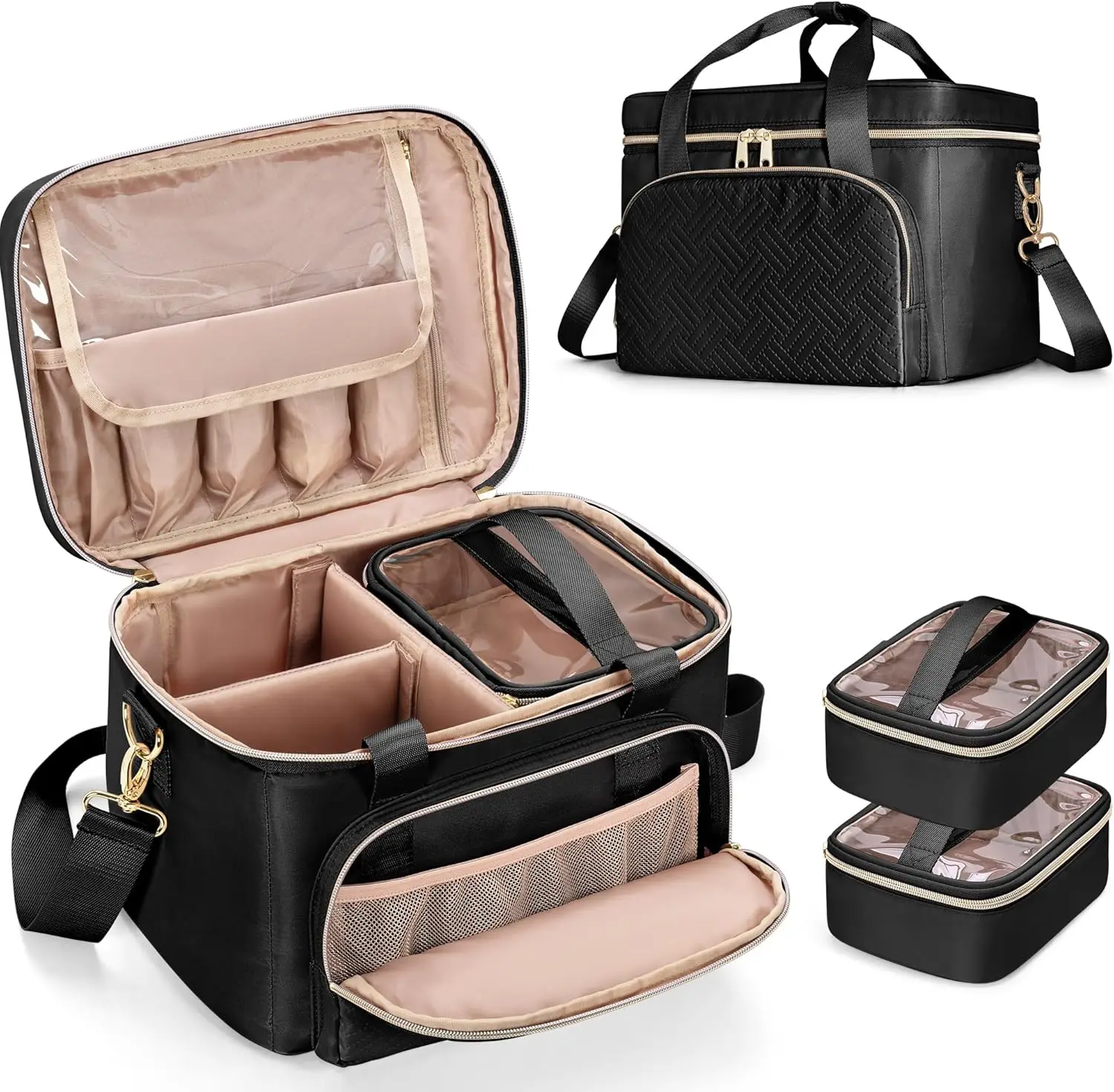 

Большая сумка-органайзер для швейных принадлежностей с 2 съемными отделениями, черная сумка для инструментов и материалов