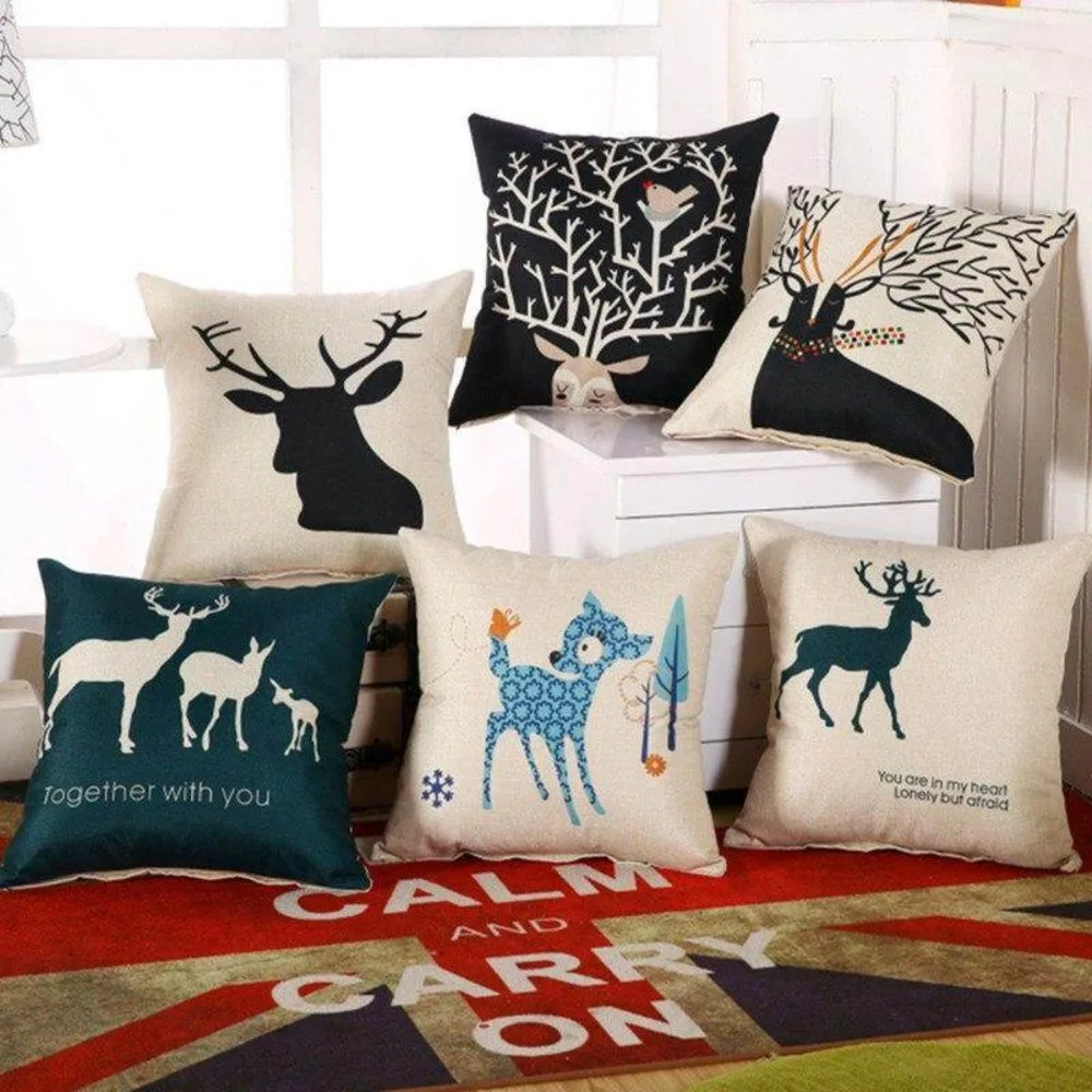 CIFbuy Luxury Deer Head Lumbar Pillow Case Cushion Cover Home Textiles Decorative Throw Pillows Chair Seat Supplies