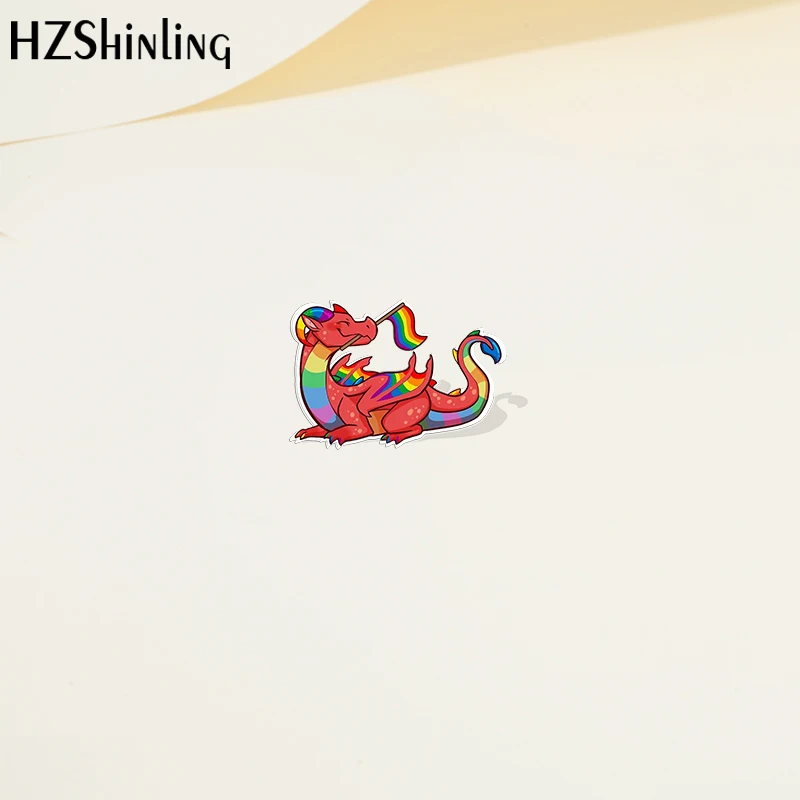 كارتون لطيف مثلي الجنس بيس فخر العلم التنين الاكريليك التلبيب دبوس الراتنج الايبوكسي الاكريليك دبابيس موضة مجوهرات اكسسوارات