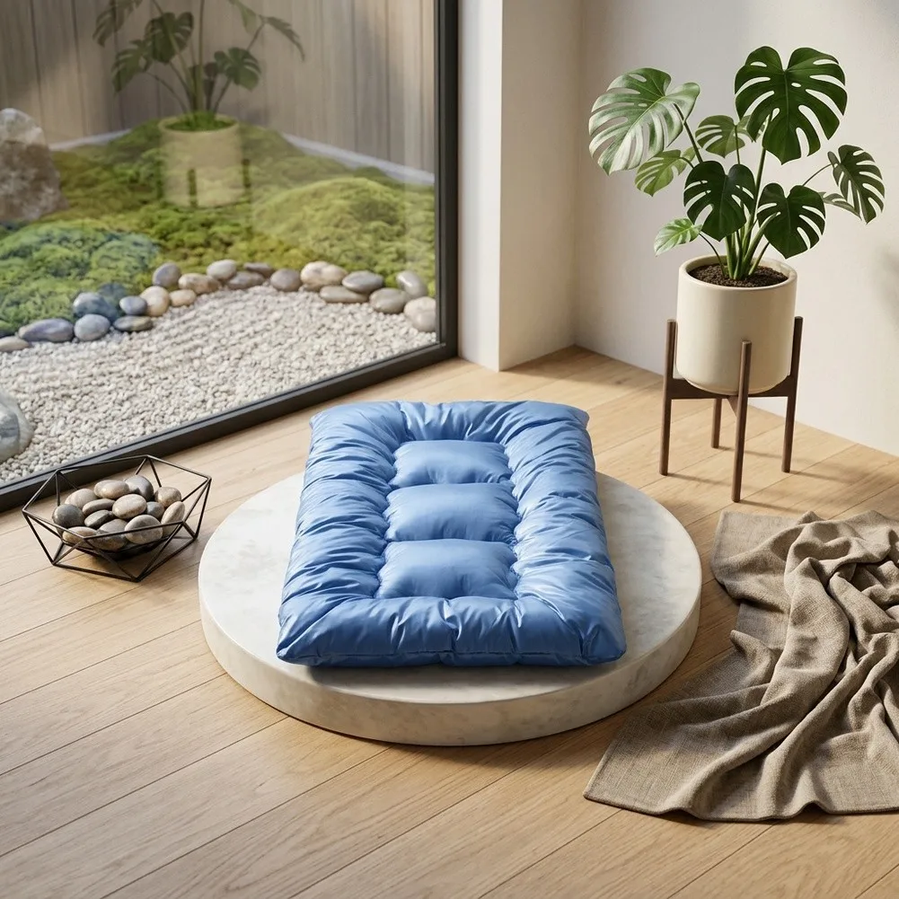 Large Pet Cooling Mat for Dogs Breathable Polyester Fiber Construction Imitation Ice Silk Feel for Warm Climates