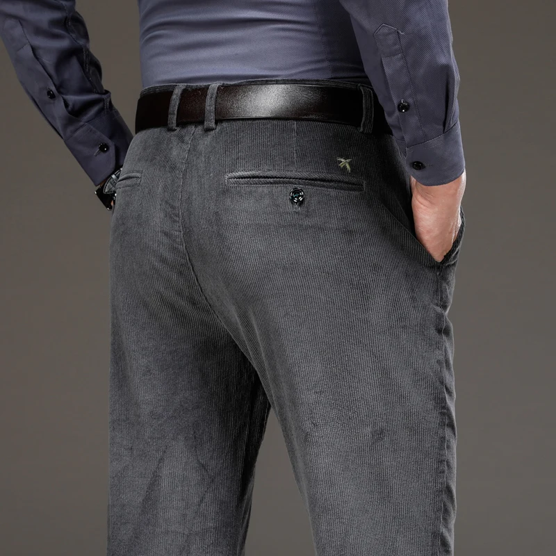 Corduroy Pants Men Autumn Winter Business Casual Trousers Brand Clothing Man Office Classic Long Straight Pant Cotton Male