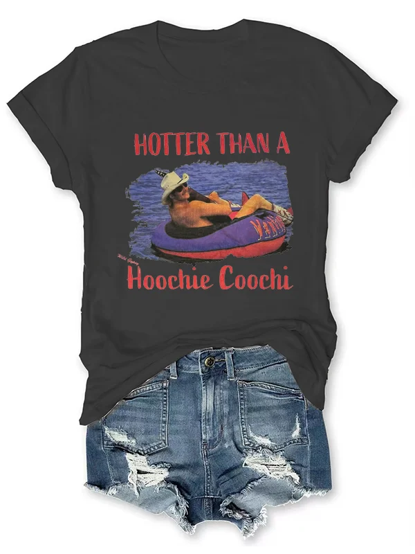 2024 New Voguish Vintage Season Lover T-shirt Hotter Than A Hoochie Coochi Slogan Couple Shirt 2024 New Hot Sale Beach Party Tee