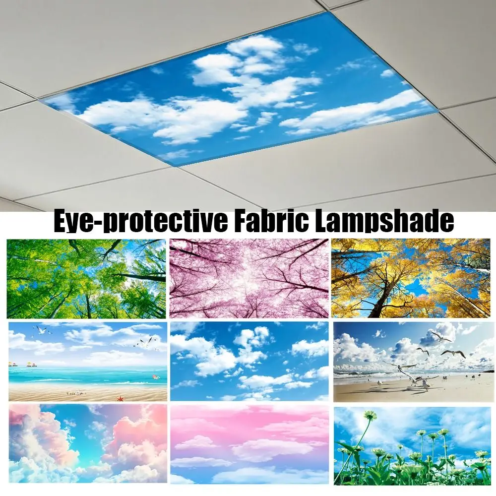 120*60cm Lampshade 15 Styles with 10 Magnetic Buckles Magnetic Light Filters Sky Forest Fluorescent Light Covers Offices
