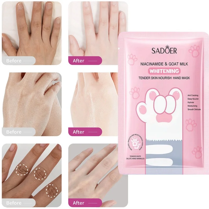 5 Pairs Goat Milk Nourishing Hand Mask Moisturizing Firming Brightening Hydrating Hand Gloves for Hands Skin Care Products