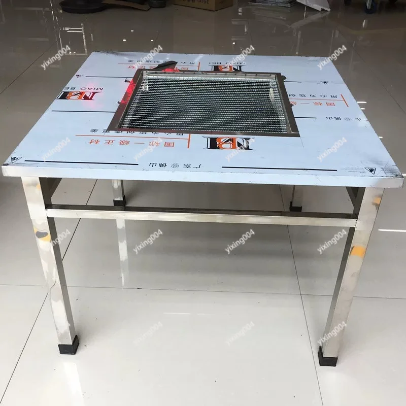 Stainless Steel BBQ Table With Grill Mesh Charcoal Grill Frame Square & Rectangular Barbecue Table