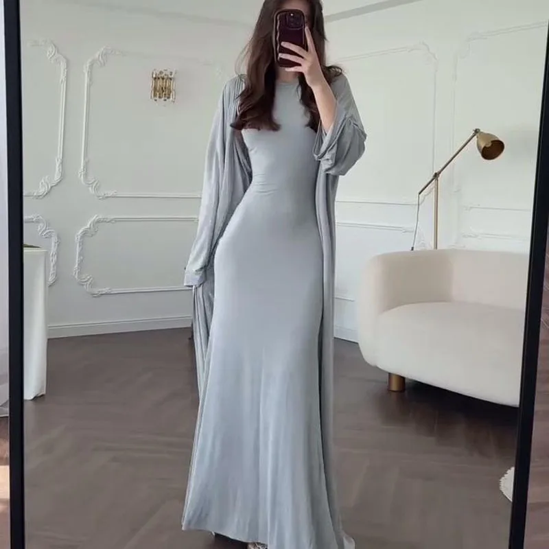 

2025 summer waist-climbing, loose and comfortable commuting, daily hip-pack skirt, vest jacket, two-piece club clothing, Vestido