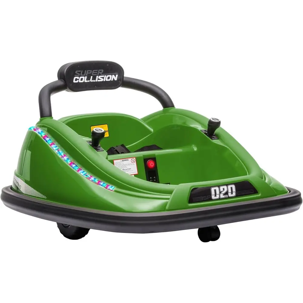

Детский электрический бампер-кар 12В с пультом управления, 360° ° Светящиеся LED-фонарики, двойные моторы, 3 мелодии, подходят для мальчиков и девочек, зеленый цвет.