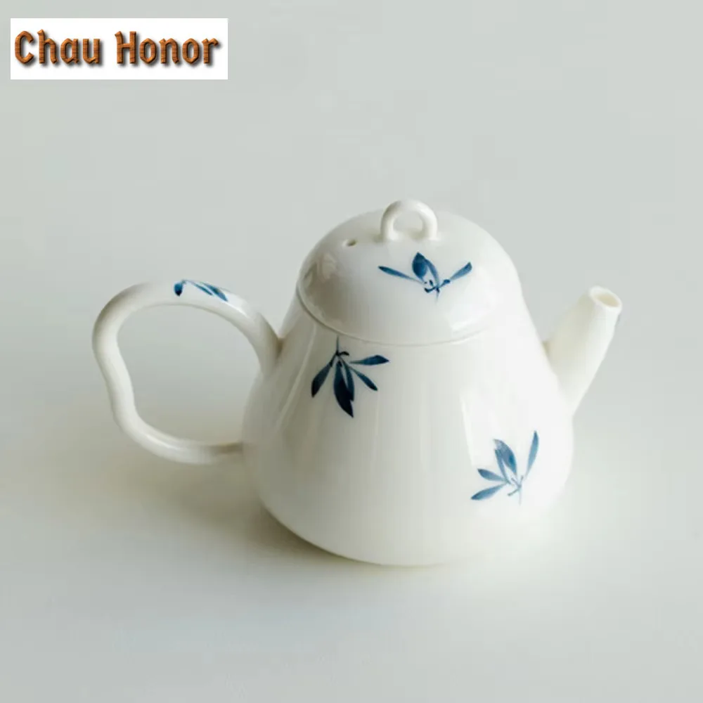 

100ml Pure Handpainted Butterfly Orchid Ceramic Teapot White Porcelain Small Pear Shape Pot Tea Making Kettle Kung Fu Tea Device