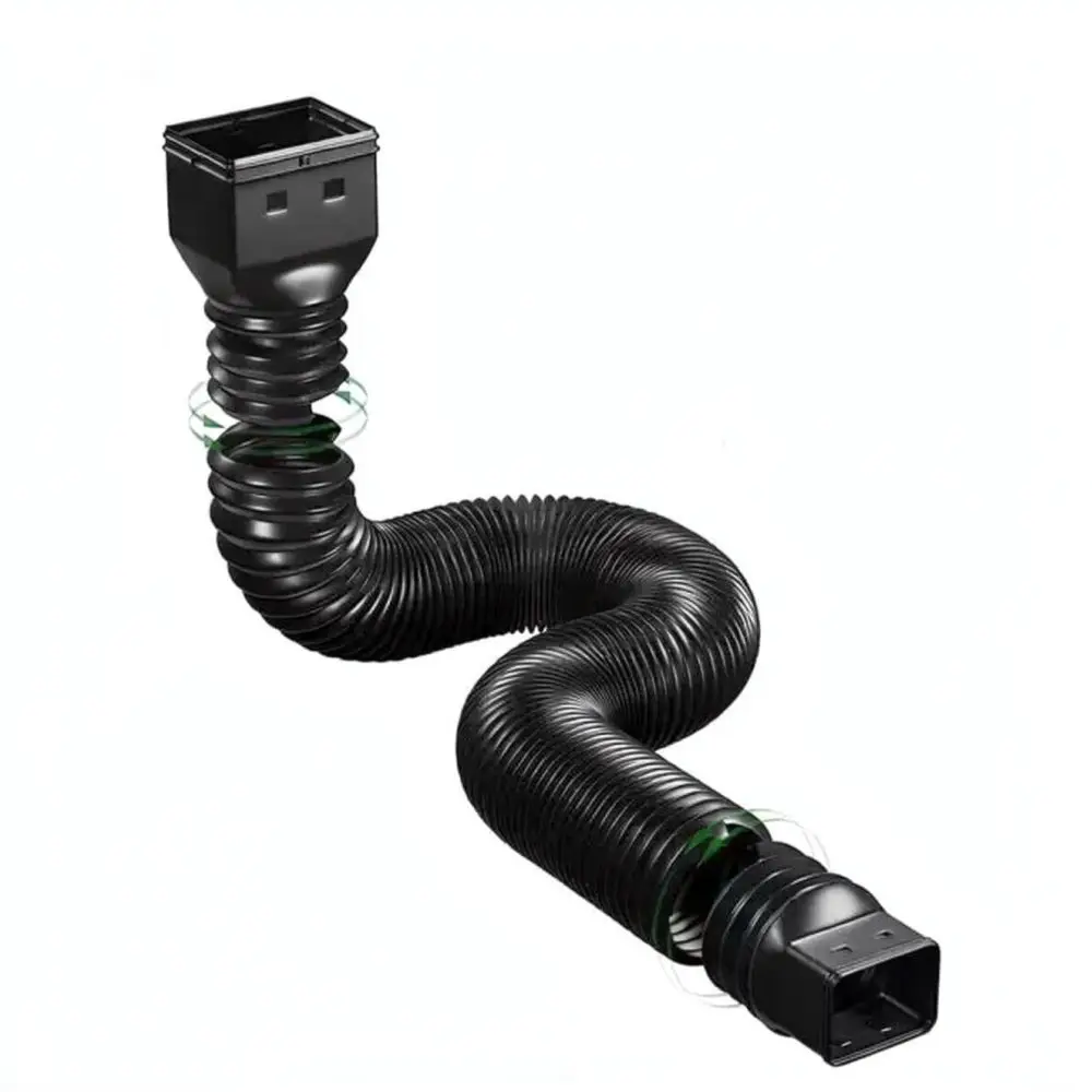 Flexible HDPE Square Rain Gutter Downspout Extender Hose For Outdoor Residential Drainage Installation System
