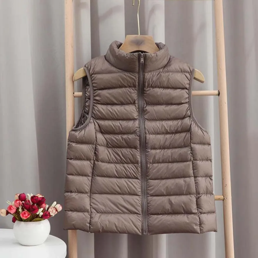 Autumn Winter Ultra-light Women Down Vest Jacket Sleeveless White Duck Down Warm Waistcoat Outerwear Coats for Woman Portable