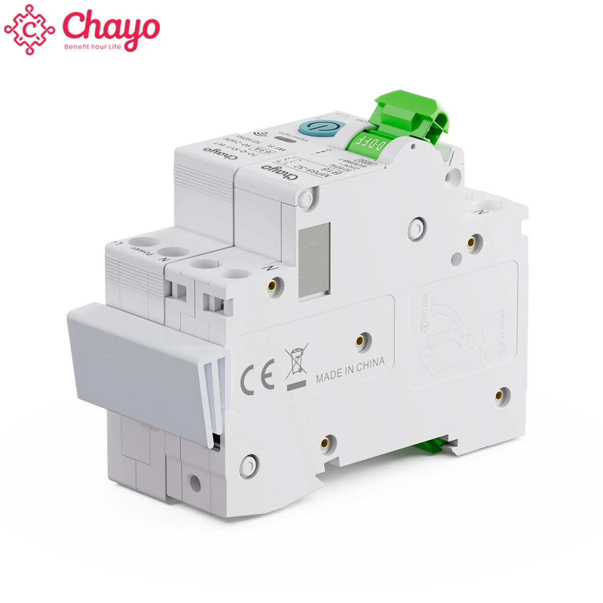Chayo WiFi Smart MCB Din Rail Circuit Breaker , Works With Tuya Smart Life App Remote Timer Overload & Short‑Circuit Protection
