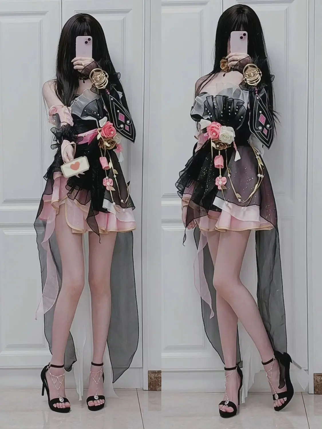 

Japan Anime Kurumi Cosplay Game Naraka: Bladepoint Costume HuTao Pink Dress Wig Outfit Suit Halloween Party Role Play Prop Women