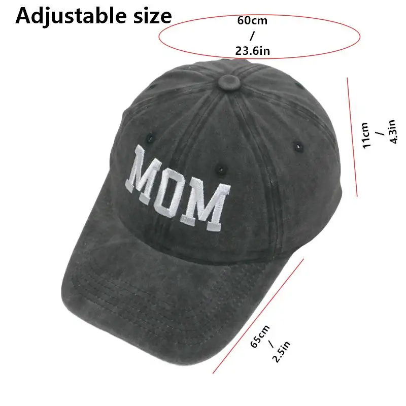 Vintage Distressed Mom Dad Baseball Cap, Available in 2 Colors, Washed Cotton Texture, Embroidered Letters, Face-Slimming Sunshade Cap, Suitable for Daily Outdoor Use, Holiday Gift
