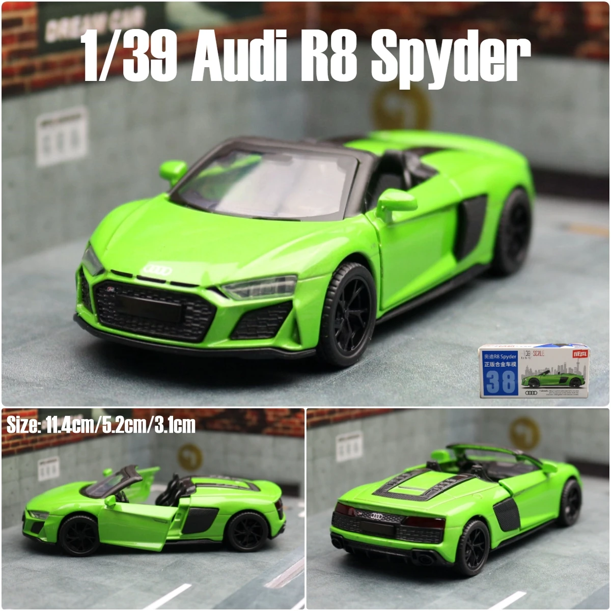 1/36 Audi R8 Coupe GT Spyder Toy Car Model RMZ City 3'' Diecast