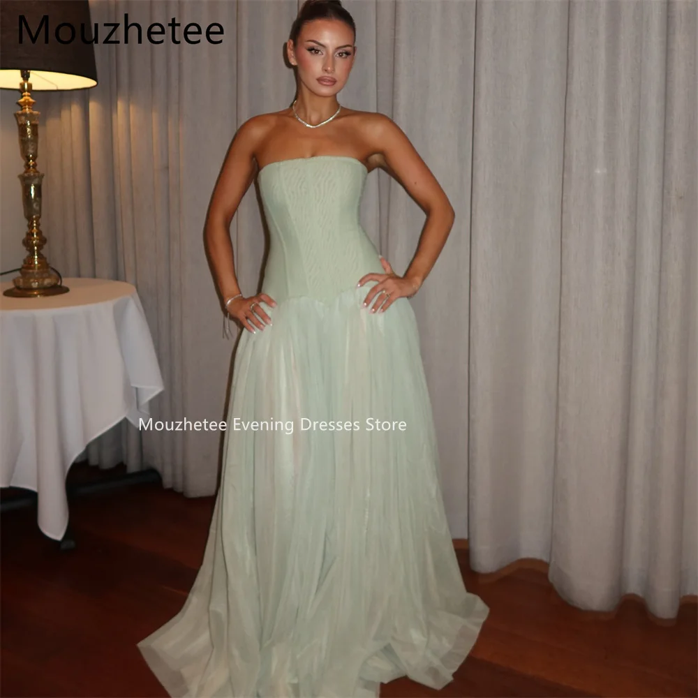 

Booma Simple A-Line Strapless Tulle Sleeveless Evening Dresses Formal Party Gowns for Women Elegant Prom Gown Customize 2026