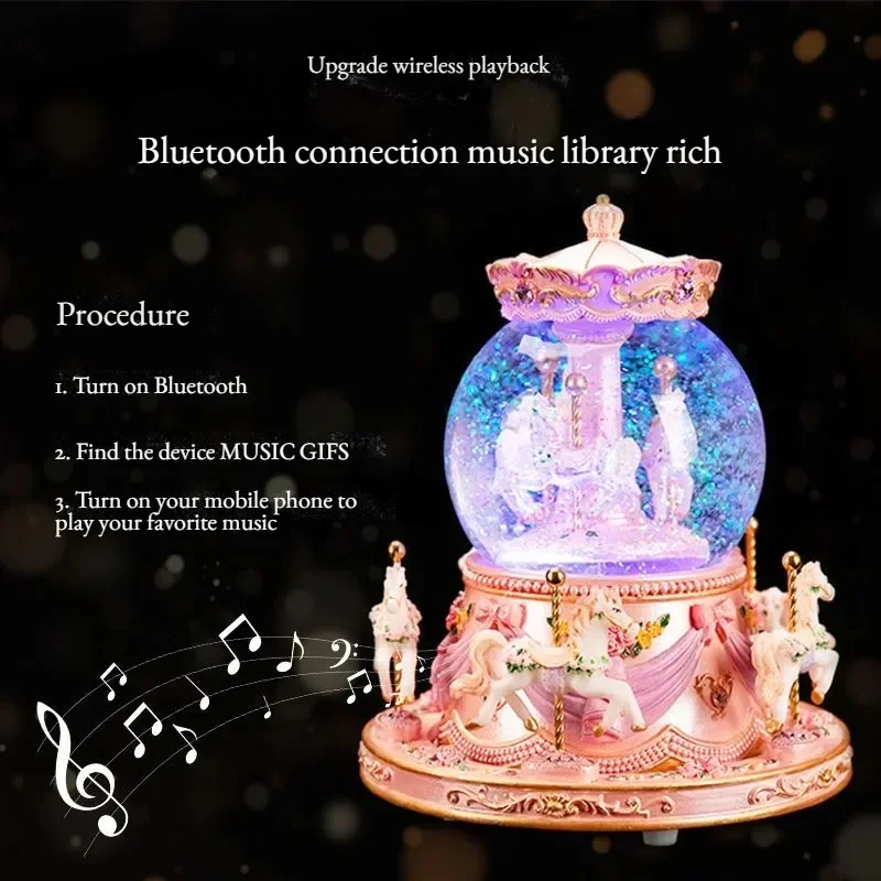 Crystal Ball Music Box Carousel Music Box Birthday Gift Decorations Home Accessories  Living Room Decoration