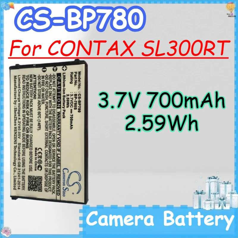 

CS-BP780 3.7V 700mAh 2.59Wh Lithium-lon Battery for CONTAX SL300RT High-quality Replacement CameraBattery