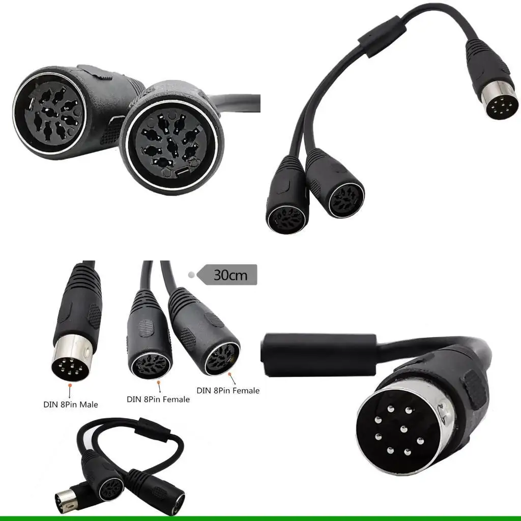 U55C Splitter Cable 8 Pin DIN Y Adapter 1 Male to 2 Female Connectors for Sound Systems