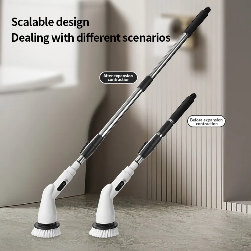 Smart Electric Cleaning Brush – Extendable Handle for Shower, Kitchen, Floor Gaps – Rechargeable & Waterproof Scrubbing Tool