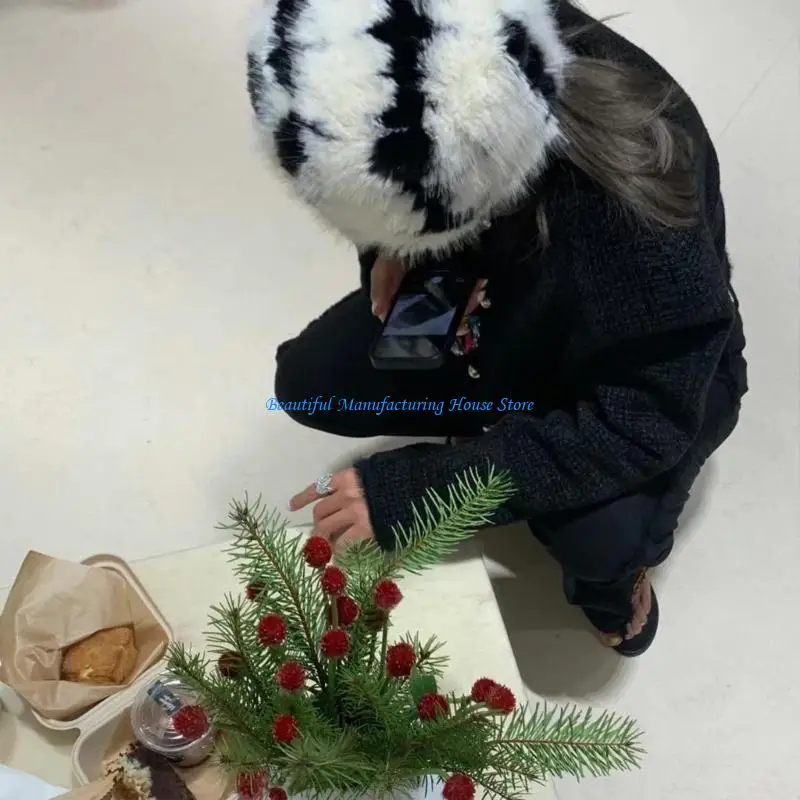 E56A أفخم قبعة بحافة للمرأة المراهقين في الهواء الطلق طوي تخفيف يندبروف المنغولية قبعة النمط الروسي الشتاء إبقاء قبعة تدفئة