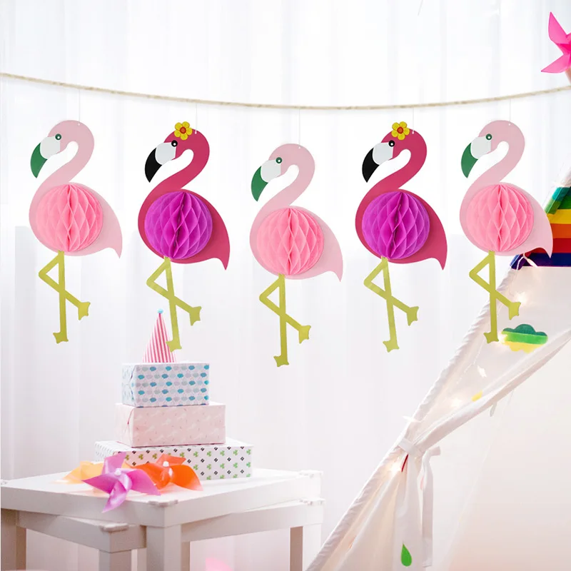 1/3 Stück 3D Flamingo Wabenball Sommer Strand Party Deko Hängende Waben Hochzeit Geburtstag Party Dekoration
