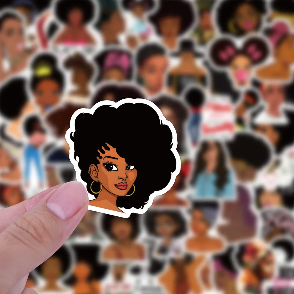 10/60Pcs Fashion Inspirational Black Girl Hot Melanin Poppin Sticker For DIY Luggage Laptop Skateboard Phone Decal Stickers