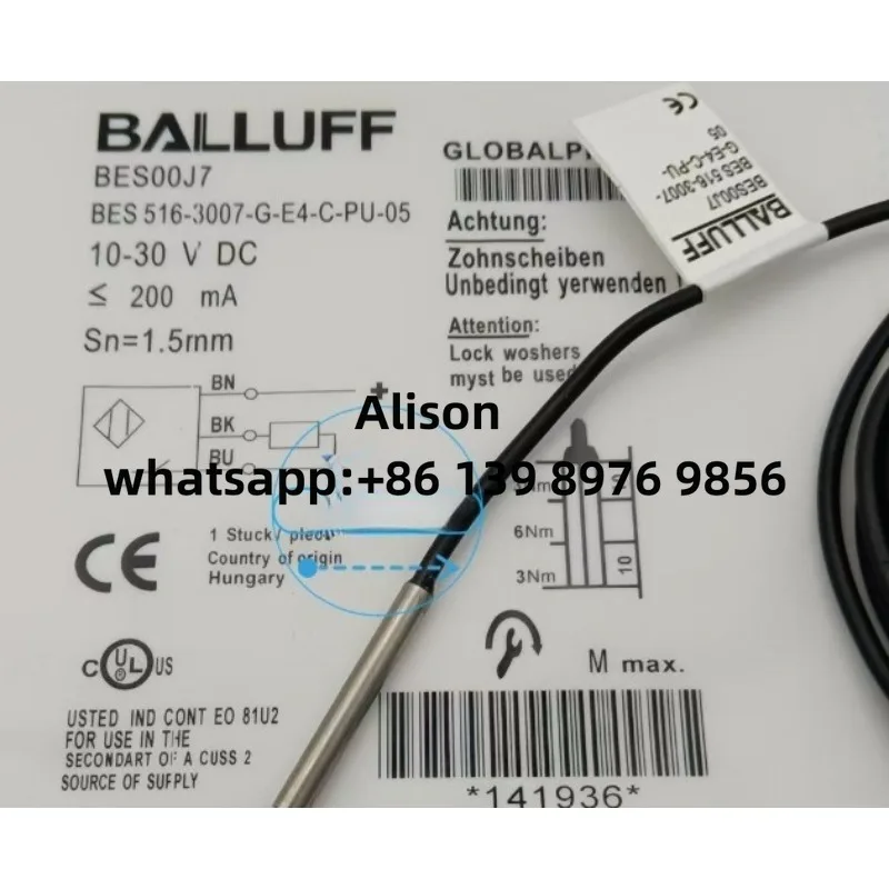 

Balluff Proximity Switch BES00J7 BES 516-3007-G-E4-C-PU-05