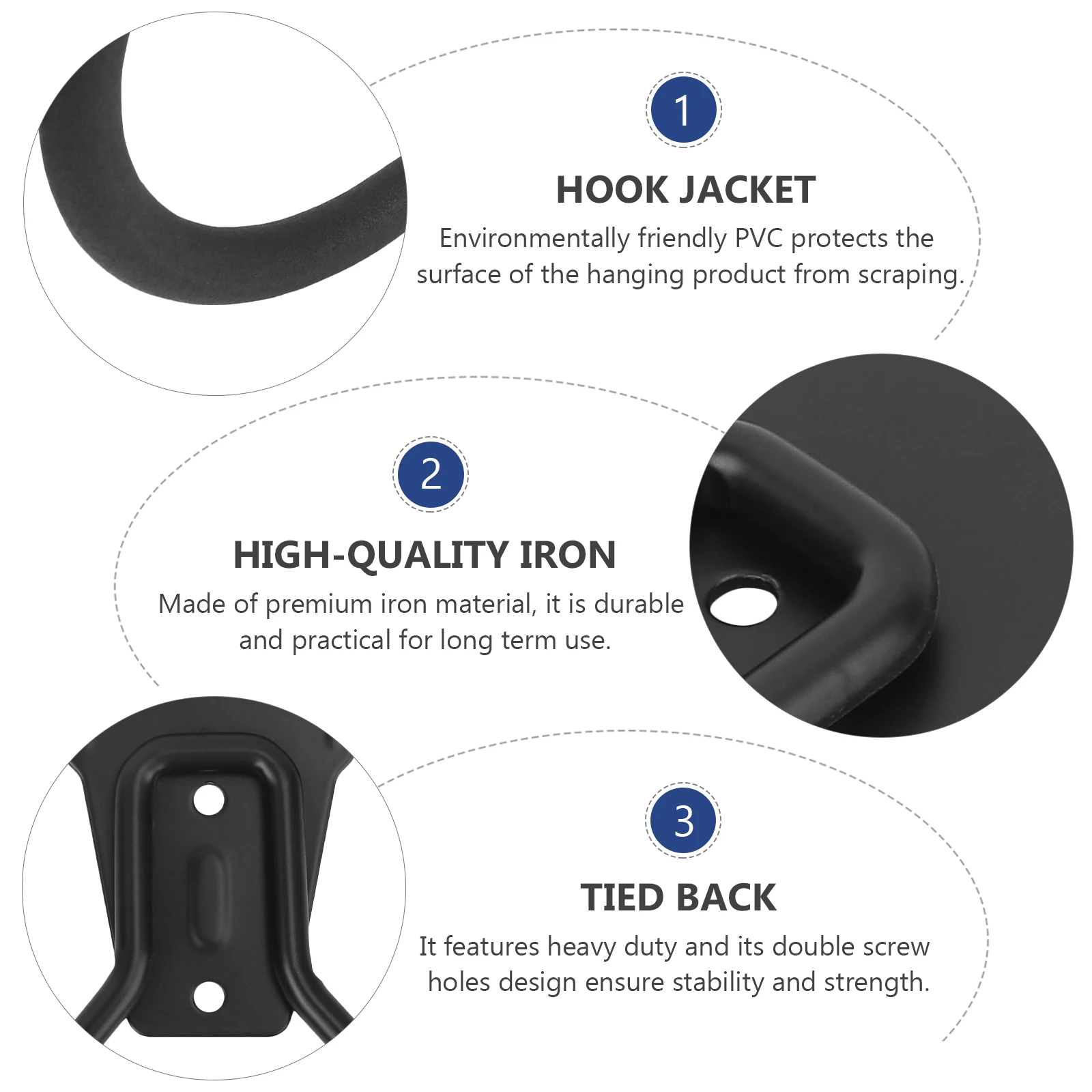 

Heavy Duty Iron Wall Hooks Garage Storage Organizer Garden Tool Hanger Metal Hooks For Balcony Warehouse Storage Double Screw