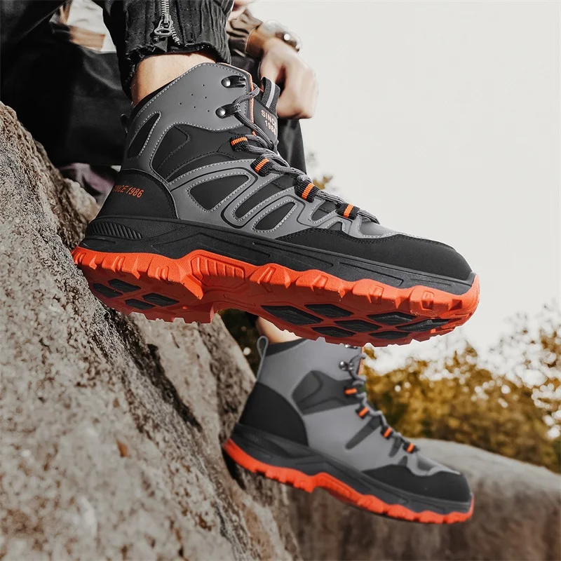 Autumn Winter Men Shoes High Cut Workwear Boots Anti Slip Hiking Boots Trendy Shoes Versatile Casual British Style Hiking Boots
