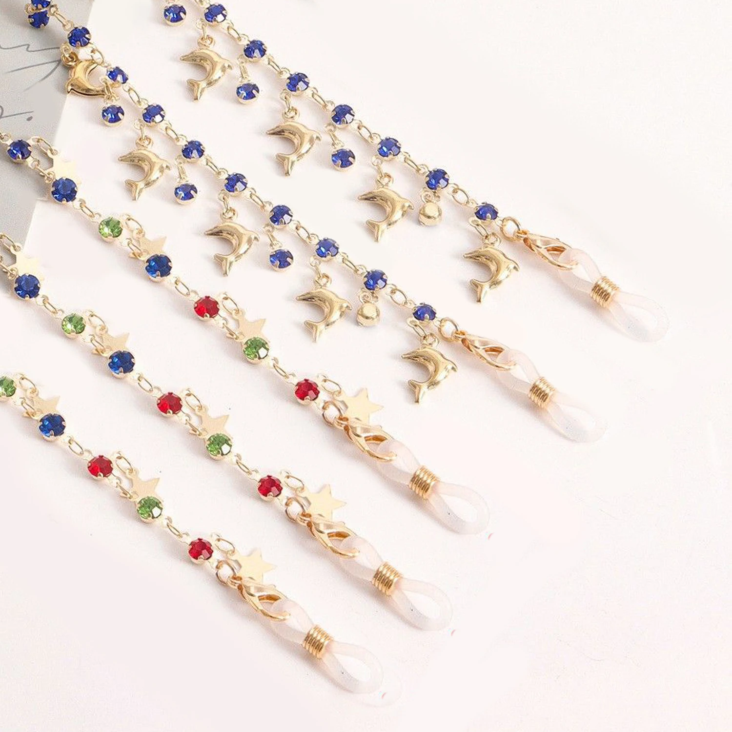 Fashion Crystal Beaded Glasses Lanyard Female Cute Pendant Anti-lost Eyewear Chains Mask Chain Straps Cord Glasses Accessories