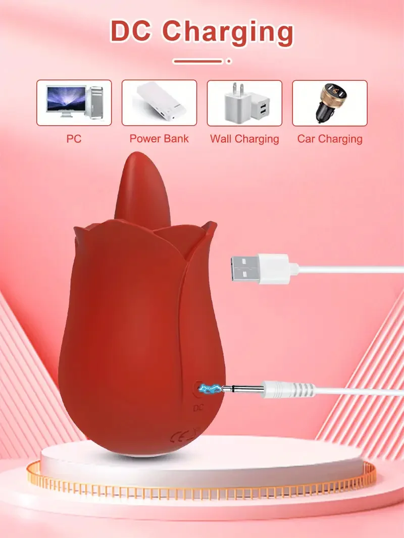 مدلك نسائي بتصميم وردي مع 3 أوضاع و7 خيارات للتردد، هزاز محمول للسيدات صديق للبشرة من السيليكون