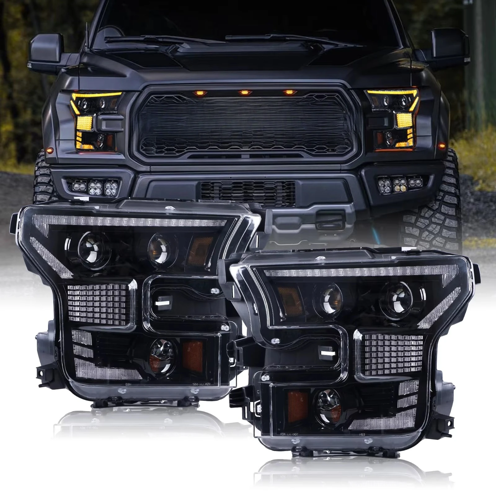 

For Headlight F150 2010 2021 2013 F-150 F150 Led Headlights H13 8500k Projector Len for F150 Body Kit