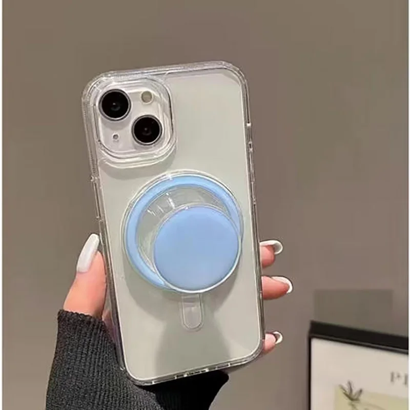 Magnetischer faltbarer Handygriffhalter mit Sockel und Tasche für iPhone 16 17 Samsung Xiaomi – Sicherer Ring-Fingerständer mit Ausziehfunktion
