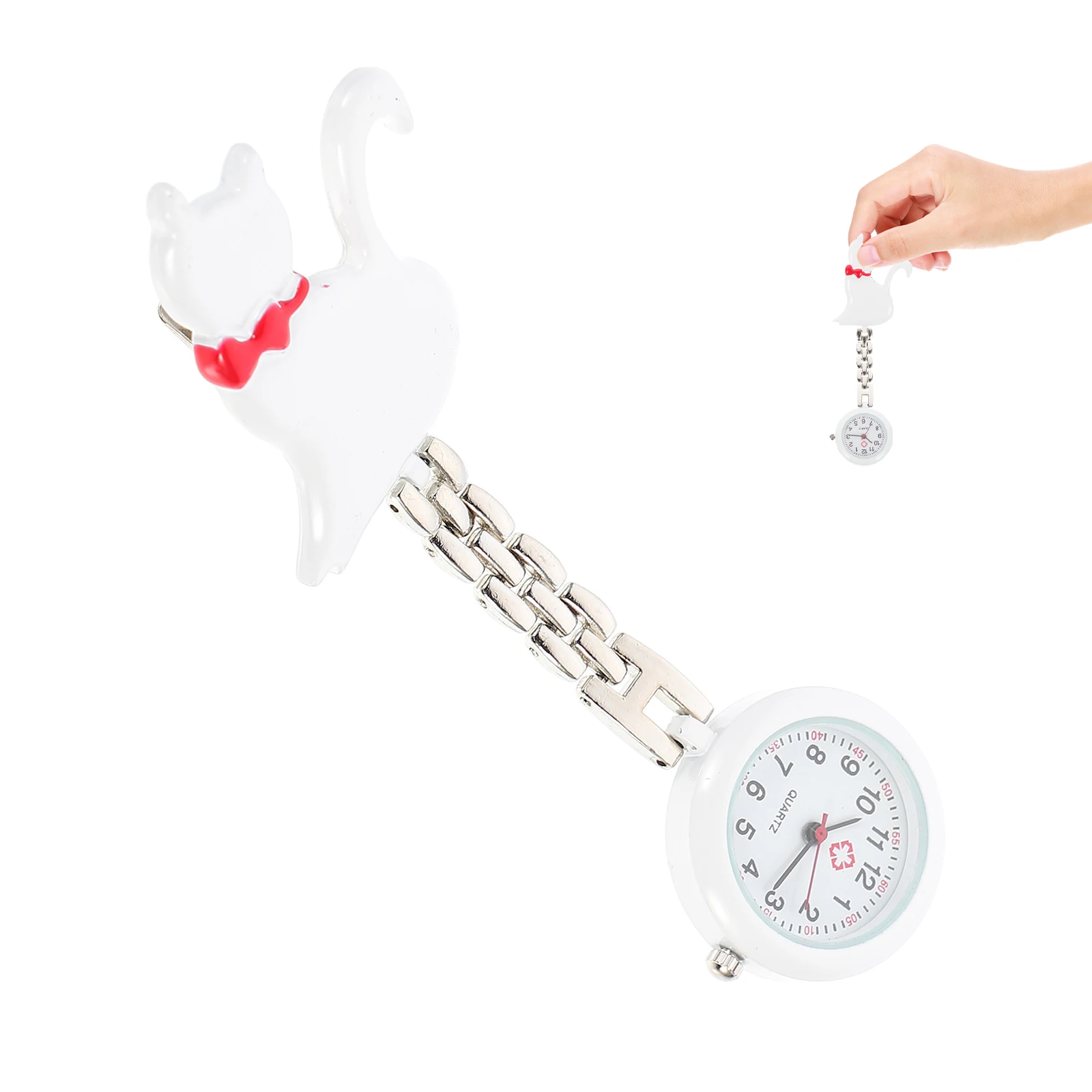 1 قطعة جيب القط الصغيرة جميل معلقة ممرضة فوب ل كوارتز جيب سلسلة ساعة النساء الأطباء الطلاب التمريض سلسلة كوارتز ساعة