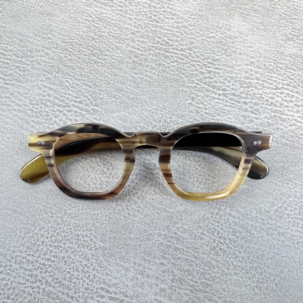 

Women Eyeglass Frames Square Unique Vintage Natural Pattern Handmade Horn Prescription Reading Glasses Frames Optical Eyeglasses