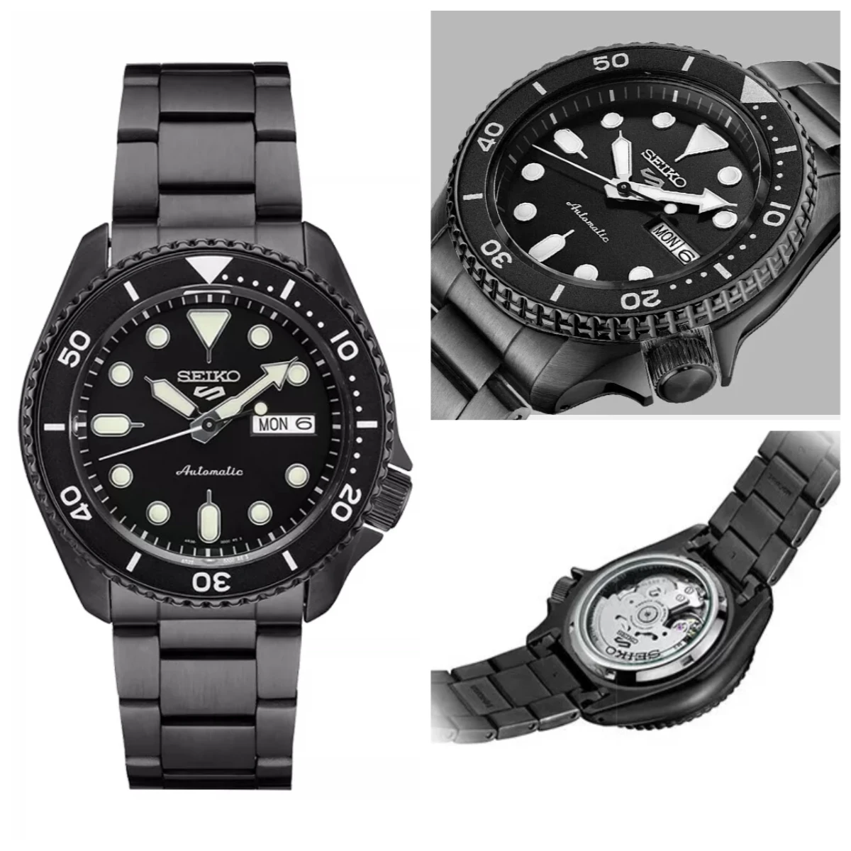 SEIKO 5 Sports SRPD65K1 Men's Automatic Watch 42.5mm Gunmetal Black Rotating Bezel Stainless Steel Bracelet 100M Waterproof
