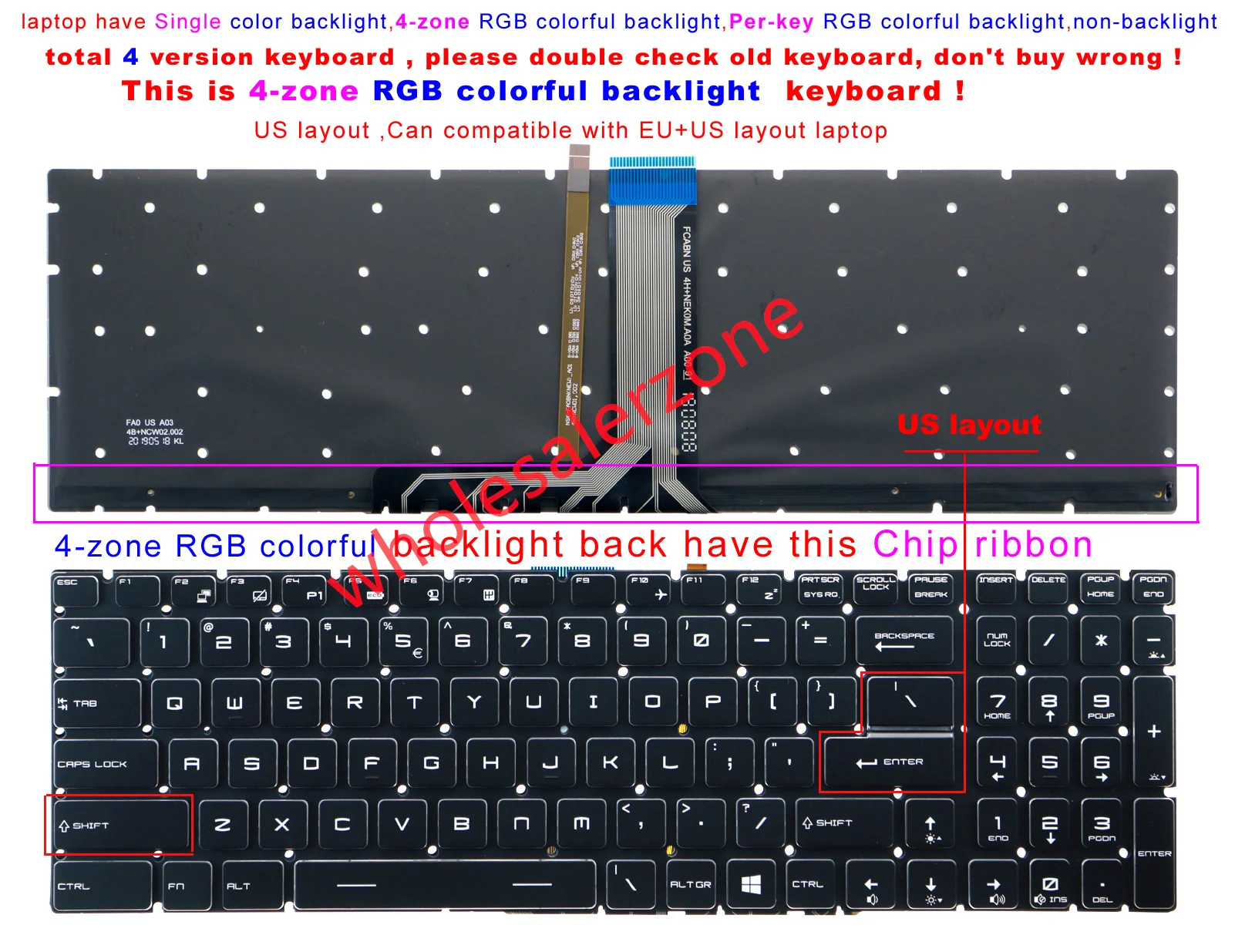 US/Russian keyboard RGB backlit for MSI MS-16J1 MS-16J2 MS-16J6 MS-16J4 MS-16J3 MS-16J5 MS-16JB MS-16J9 MS-16JC MS-16JD laptop