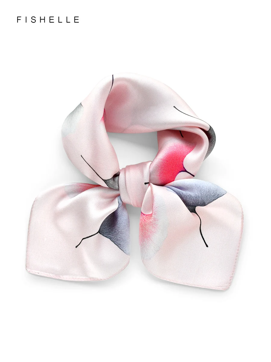 

Розовые листья гинкго, маленький квадратный 100% шелковый шарф, платок, женские шарфы, платок, женская шаль, подарки, носовой платок 50 см