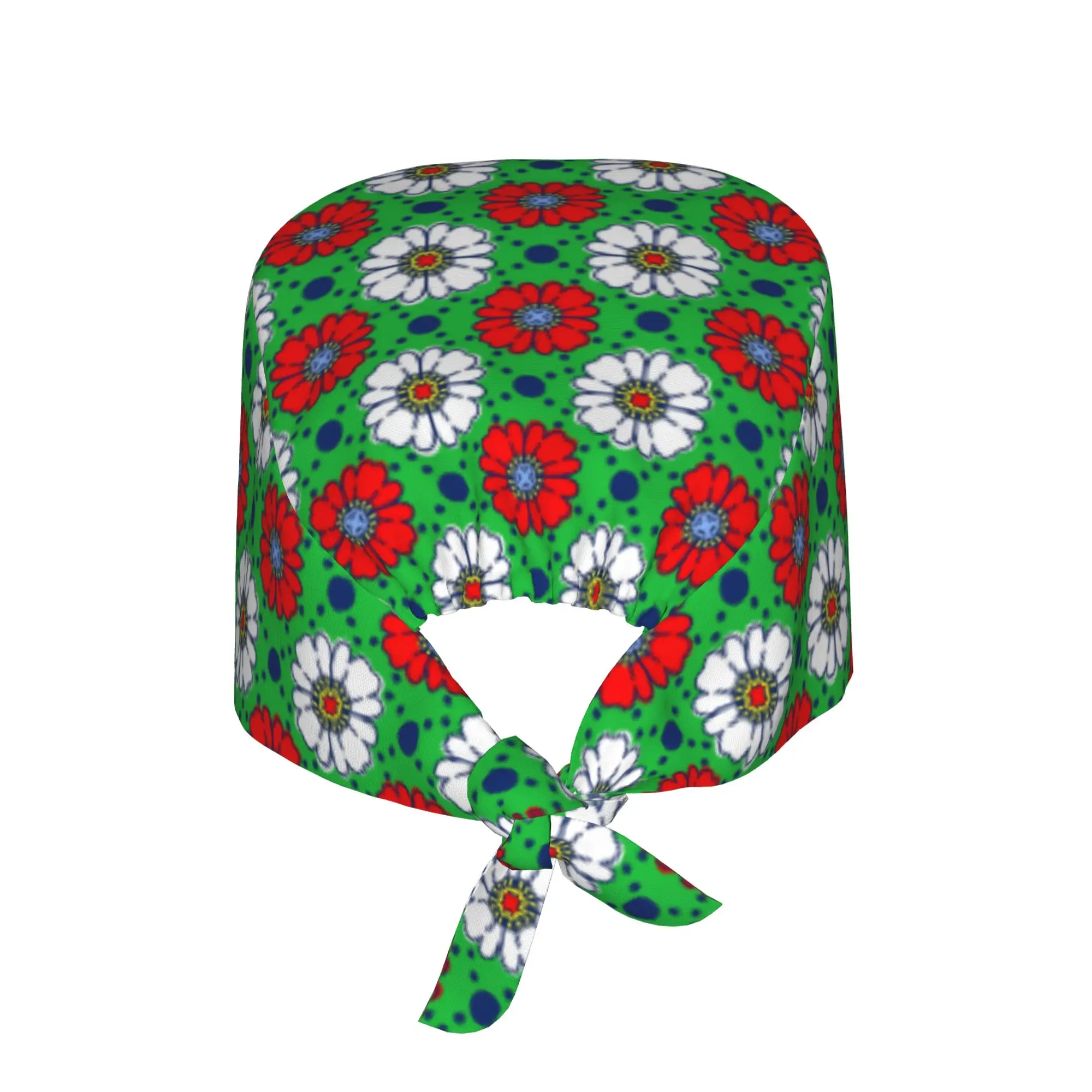 Checkered Plaid Daisy Flowers  Medical Staff Scrubs Hat Women Men  Doctor Nursing Surgical Cap Scrub Caps