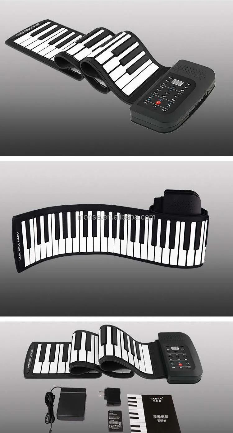 88 Key Professional Silicone Piano Hand Roll Piano, Soft Folding Portable Electronic Piano