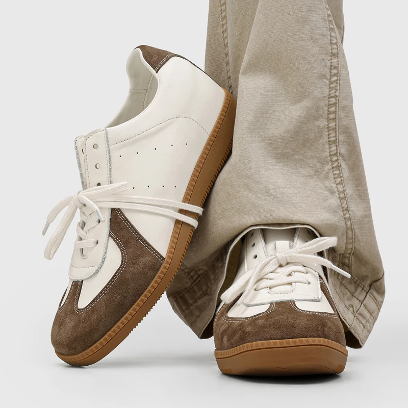 High Quality Men Color Blocked Height Increasing Casual Sports Shoes Retro Flat Bottom Breathable Commuting Daily Wear Forrest