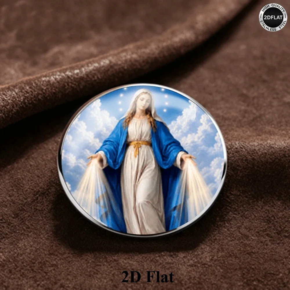 6/12/20 Pcs 2D Flat Our Lady of Grace Lapel Pin,Stainless Steel Brooch,Clothing Backpack Accessory,Cultural Themed Souvenir Gift