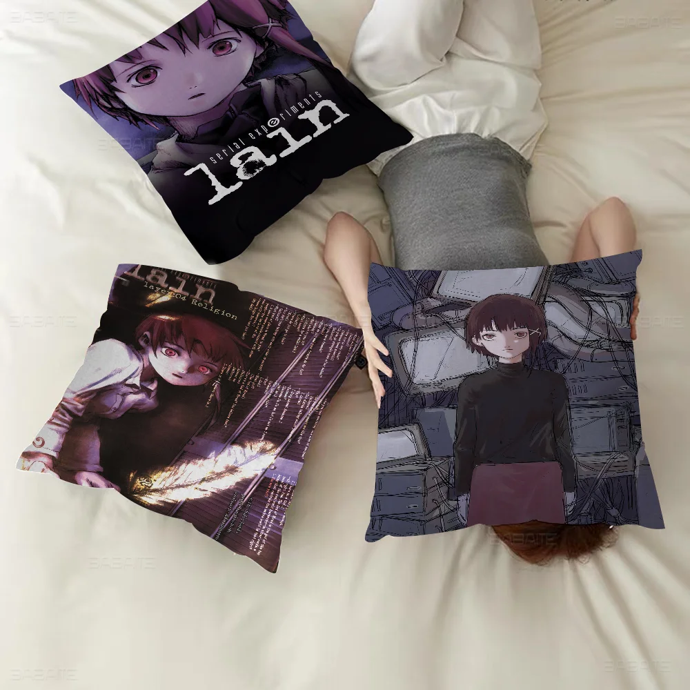 Serial Lain Anime Pillow Gift Home Office Decoration Bedroom Sofa Car Cushion Cover Case 45x45