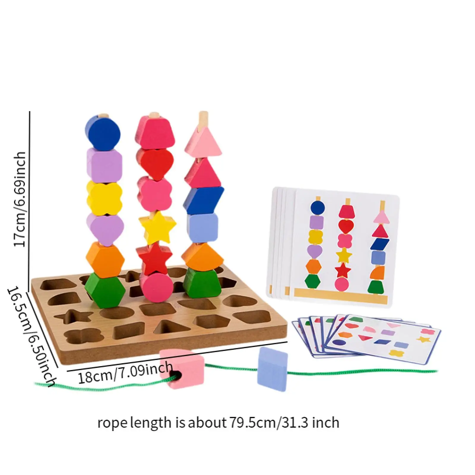 Holzperlen, Sequencing-Spielzeug, Schnürperlen, Feinmotorik, Stapelspielzeug, Fädelspielzeug für Kinder, 2, 3, 4, 5, Weihnachtsgeschenke