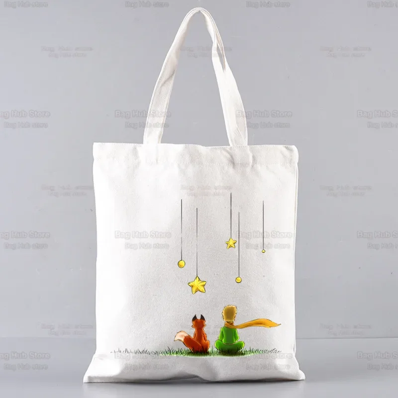 Cartoon Earth Space Little Prince Shopper Bags Shopping Bag Tote Bag borsa a tracolla borse di tela borsa College di grande capacità