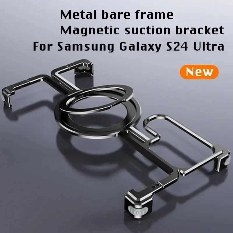 High quality Magnetic frameless metal aluminum bracket housing for the Samsung Galaxy S24 S23 Ultra Case Shock protection cover
